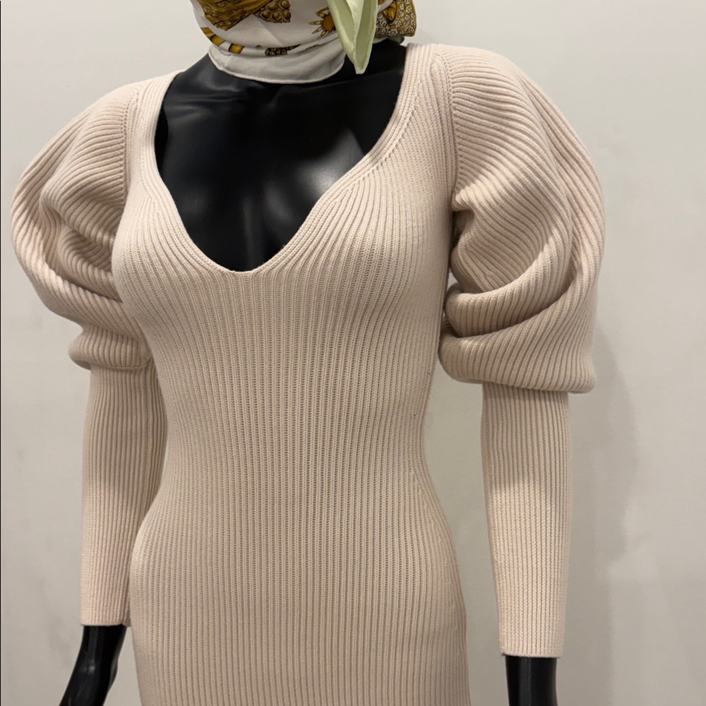 NEW Khaite Carolyn Bessette Style Sculptural Wool Knit Dress XS Bergdorf Goodman - Picture 3 of 16